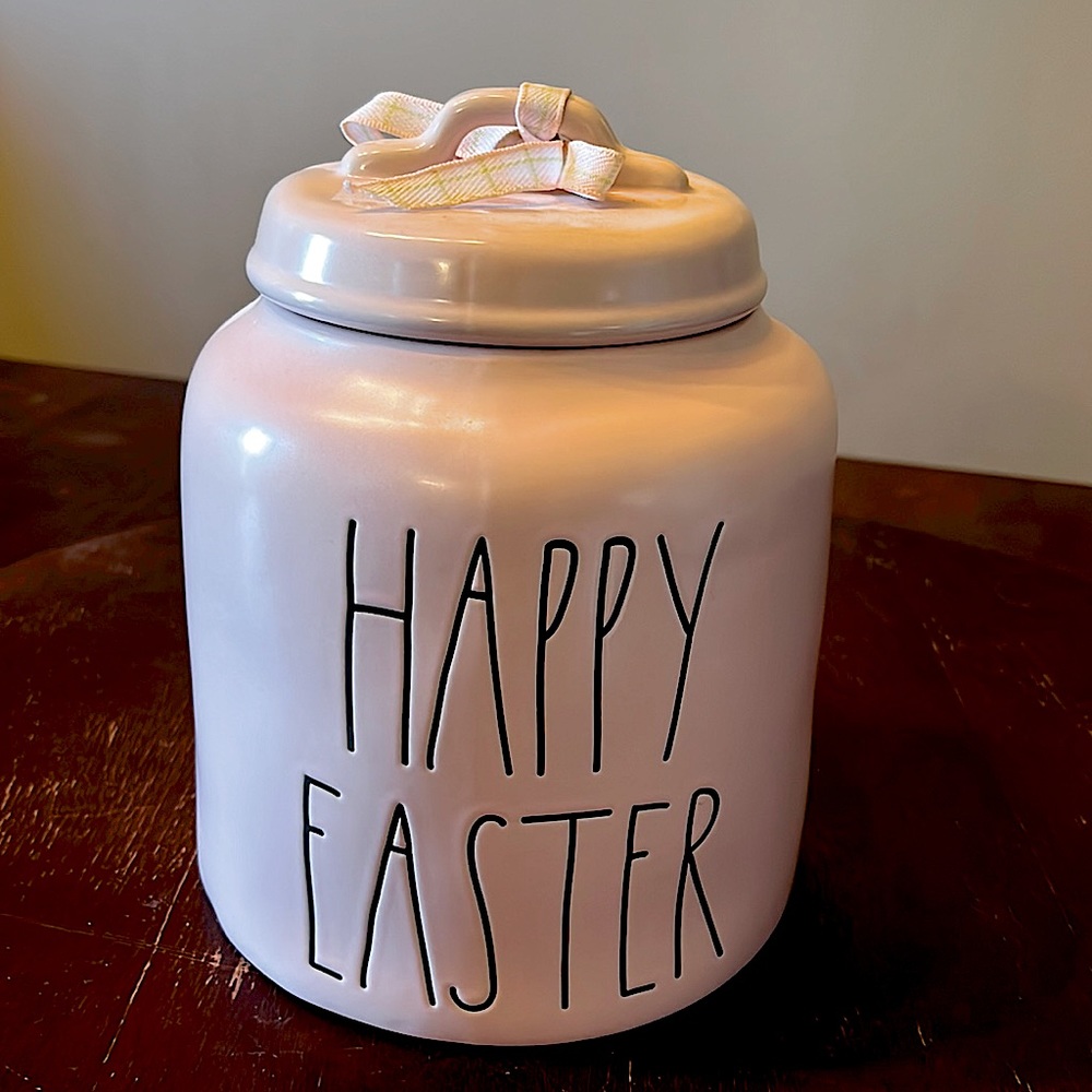 Rae dunn pink chubby Happy Easter canister